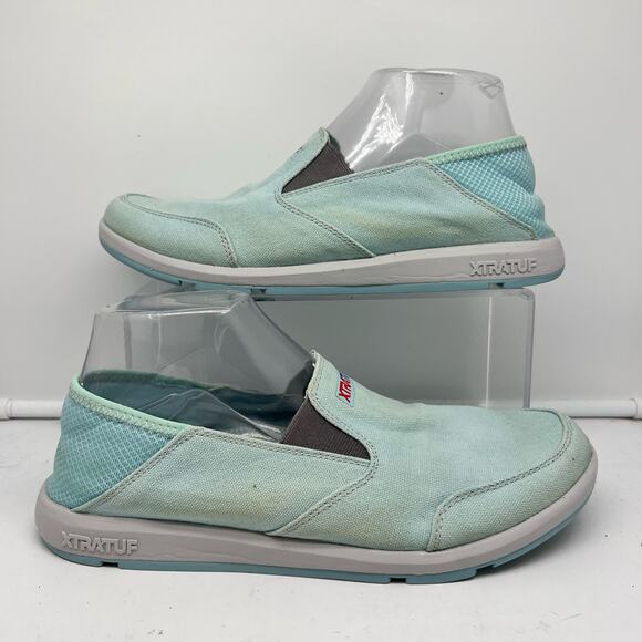 XTRATUF Shoes Womens 9.5 Sheng Fu Deck Slip Resistant Turquoise Blue Loafers - Picture 1 of 9